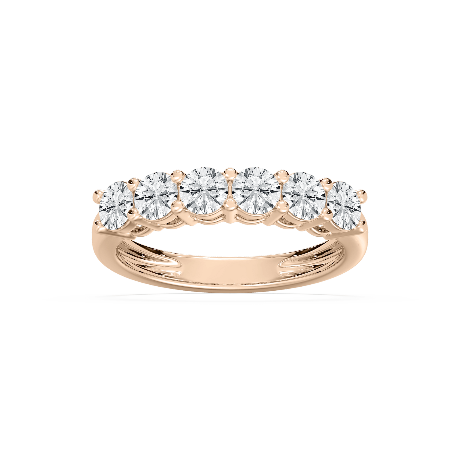 Six-Stone Round Band in Rose Gold
