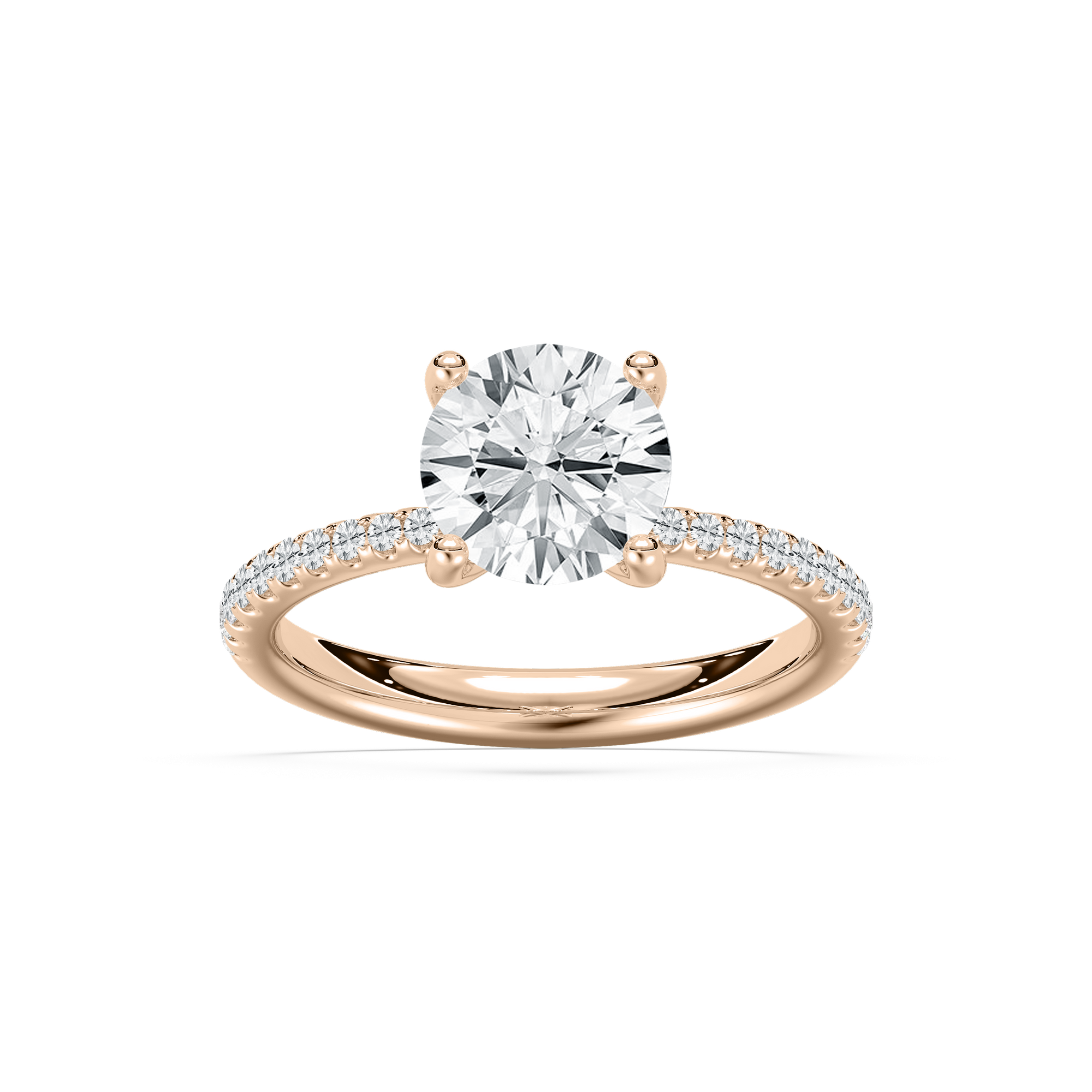 Tavia Tapered Round Engagement Ring in Rose Gold