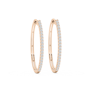 Traditional Oval Hoops with 0.25ctw Lab-Grown Diamonds in 14K Rose Gold
