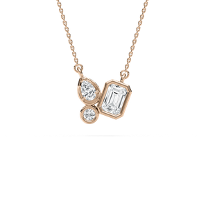 Trio-Cut Diamond Necklace in Rose Gold