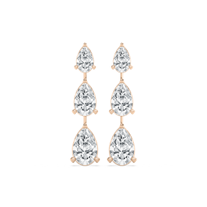 Triple Pear Drop Earrings in 14K Rose Gold