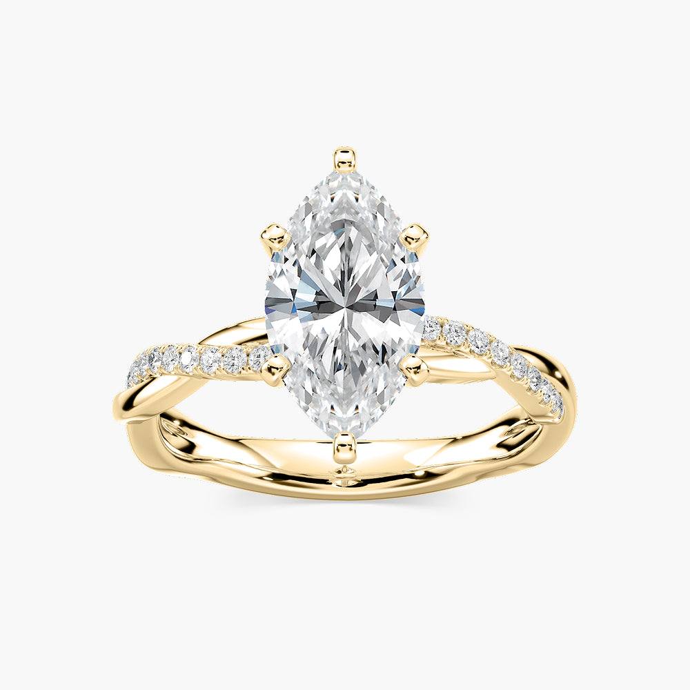 Valentina Marquise Lab Grown Diamond Petite Twist Side Stone Engagement Ring