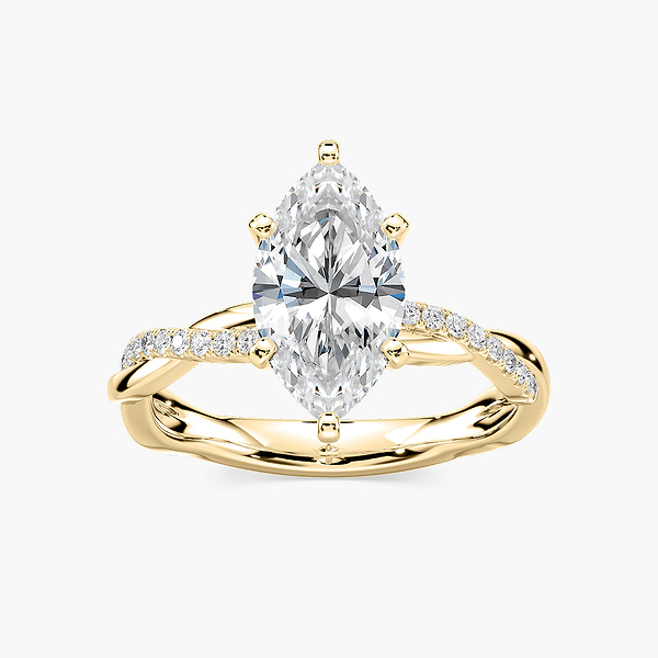 Valentina Marquise Lab Grown Diamond Petite Twist Side Stone Engagement Ring
