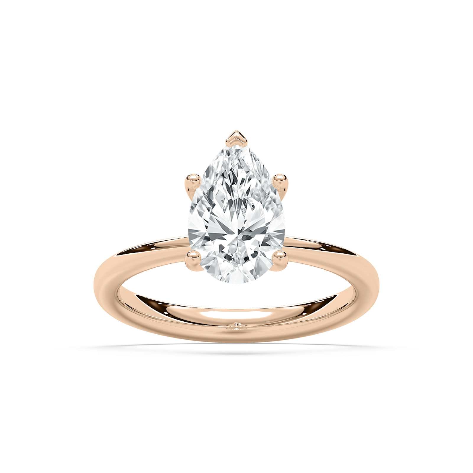 Xoe Tapered Pear Solitaire Ring in Rose Gold