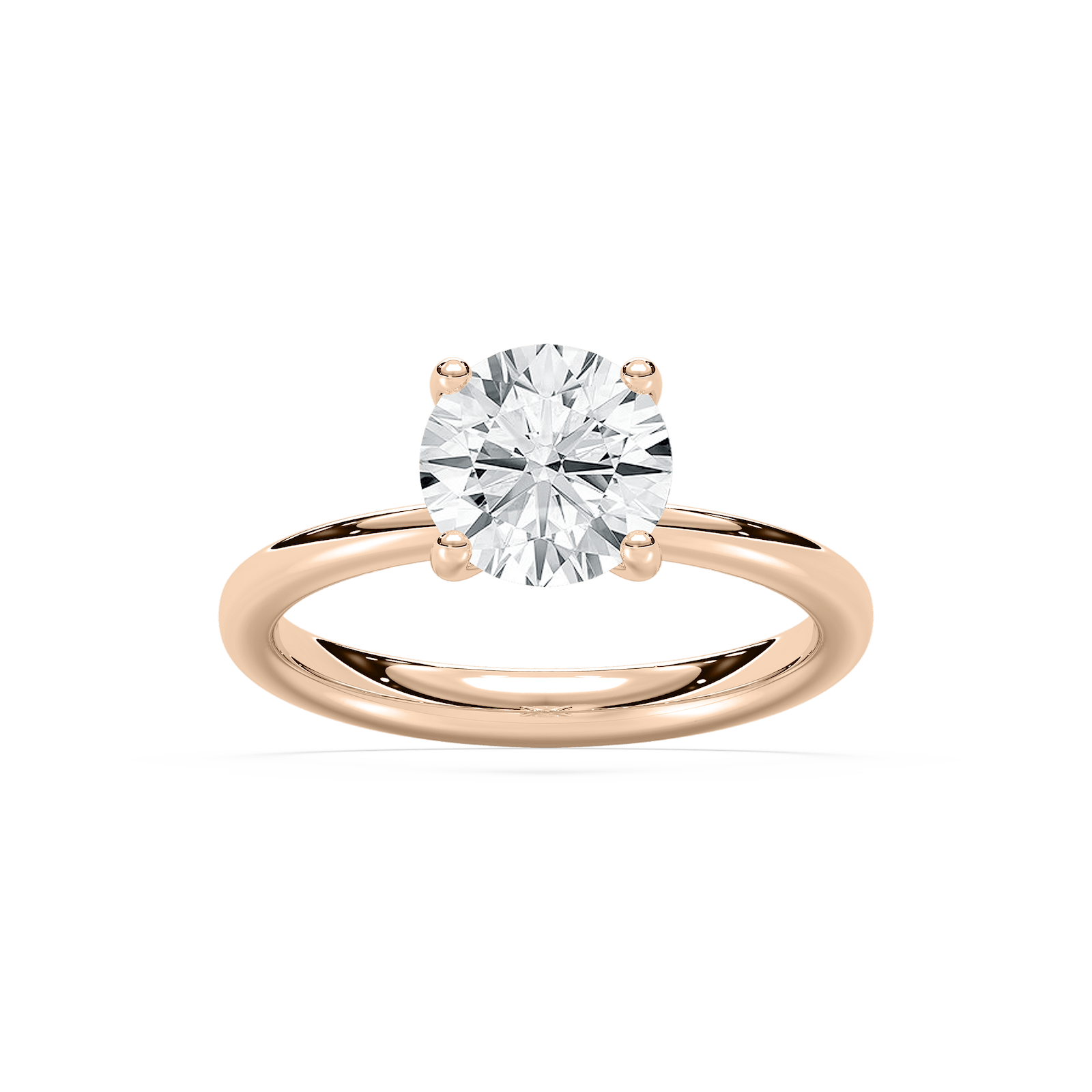 Xoe Tapered Round Solitaire Ring in Rose Gold