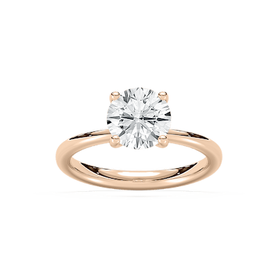 Xoe Tapered Round Solitaire Ring in Rose Gold