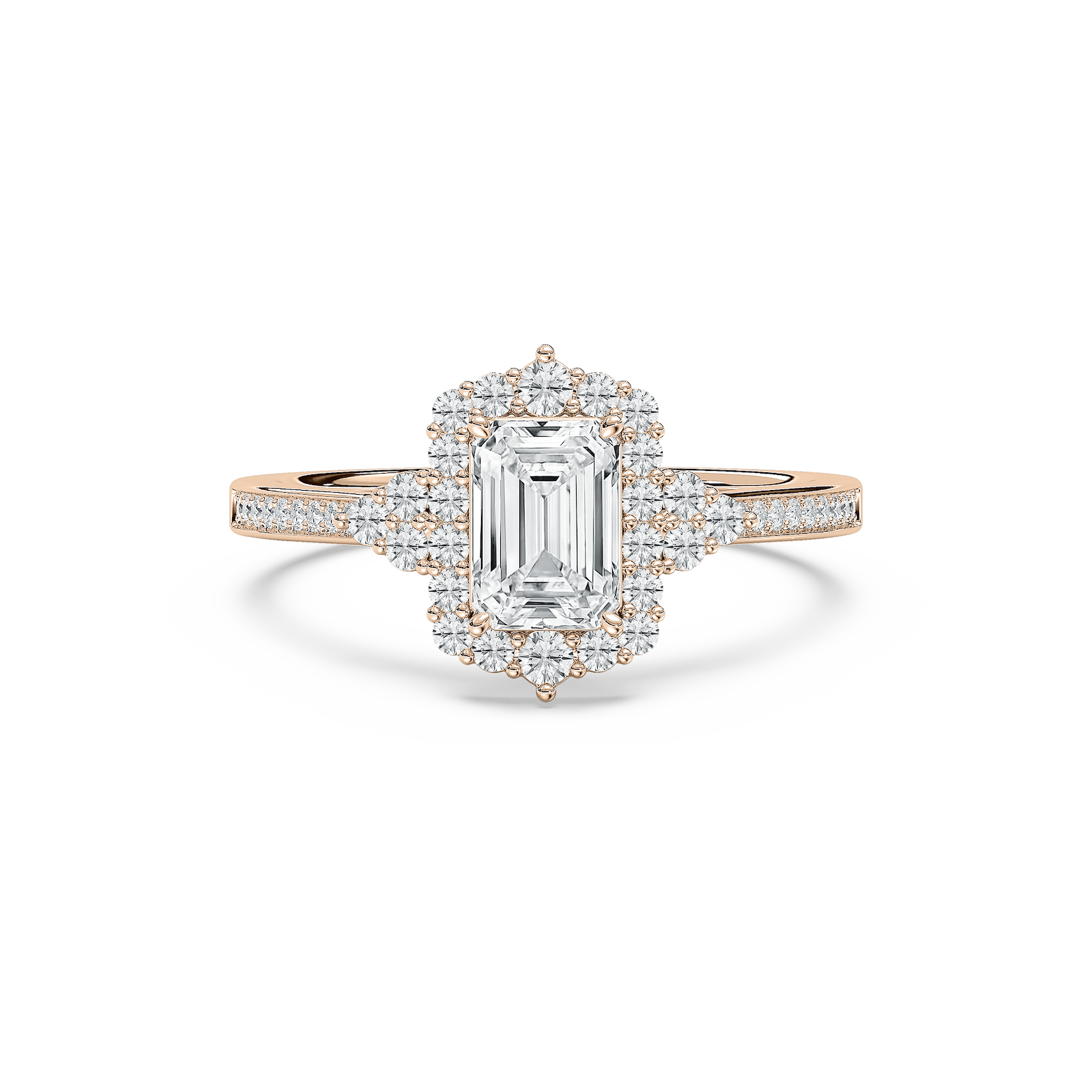 Yara Emerald Engagement Ring in Rose Gold