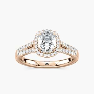 Adara Cushion Lab Grown Diamond Double Row Split Shank Halo Engagement Ring