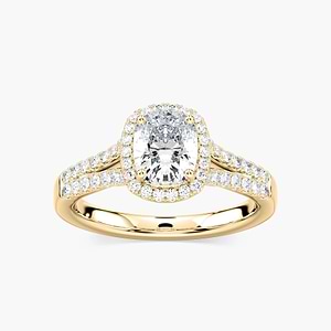 Adara Cushion Lab Grown Diamond Double Row Split Shank Halo Engagement Ring