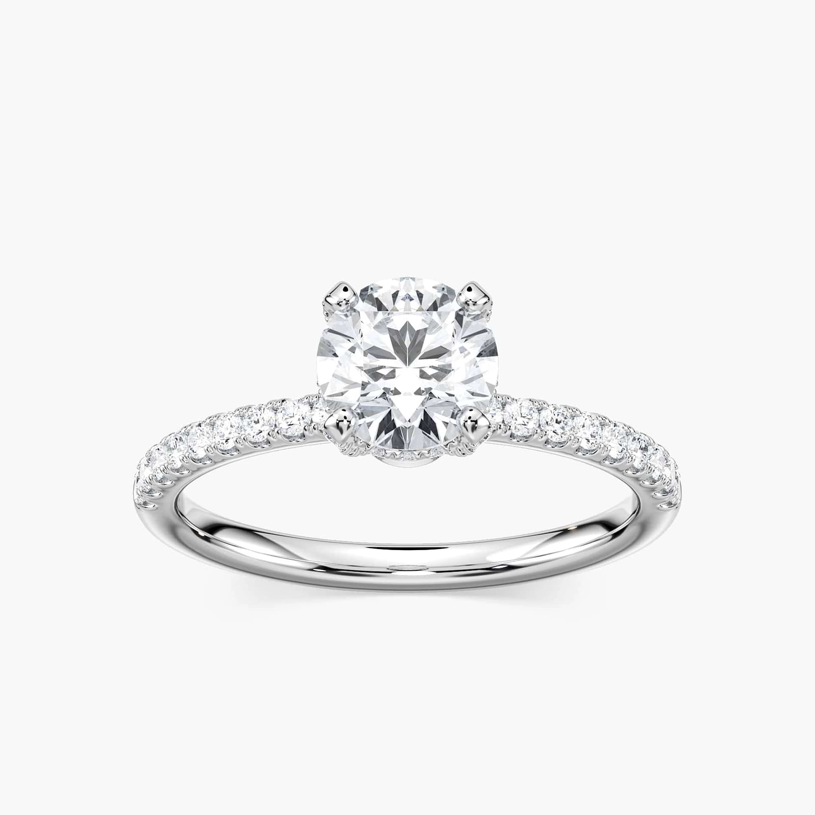 Adelaide Round Lab Grown Diamond Adorned Hidden Halo Engagement Ring
