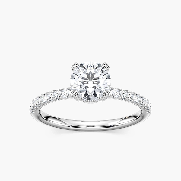 Adelaide Round Lab Grown Diamond Adorned Hidden Halo Engagement Ring