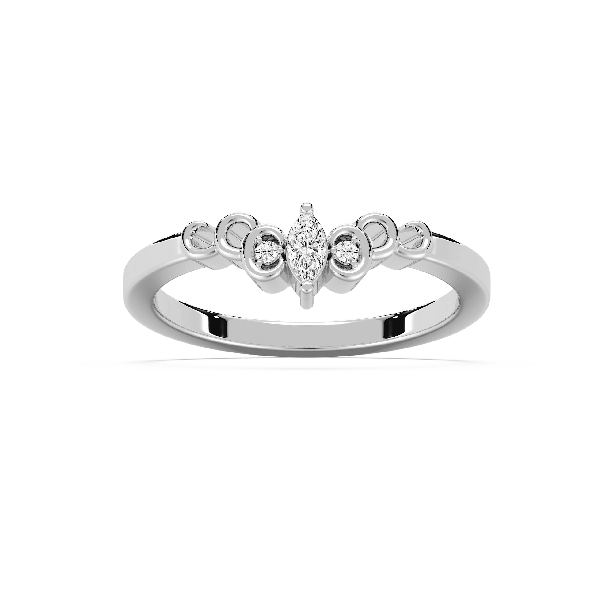 Shown with Marquise Round Cut Lab Grown Diamonds in 14k Yellow Gold|Beautiful unique diamond accented contour wedding band with sculptural inspired designs in 14k yellow gold
