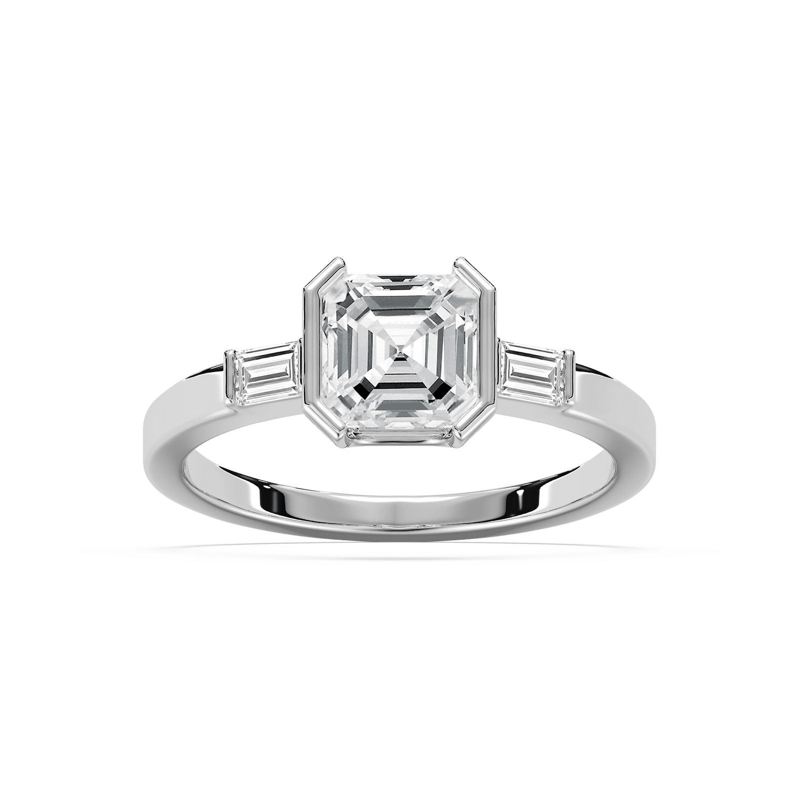 Adira Semi Bezel Engagement Ring in Rose Gold