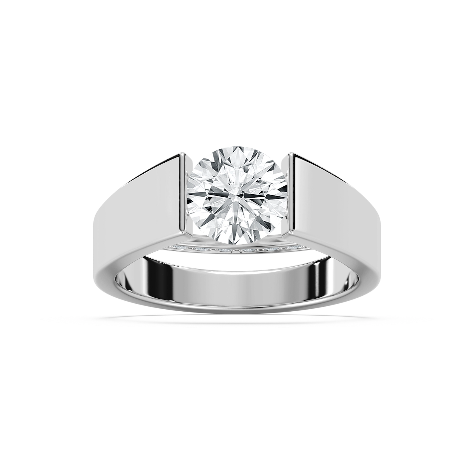Alina Round Tension Set Engagement Ring in Rose Gold