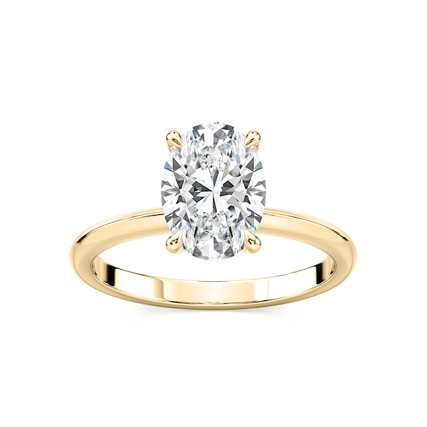 Alma Oval Lab Grown Diamond Knife Edge Solitaire Engagement Ring