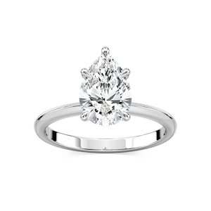 Alma Pear Lab Grown Diamond Knife Edge Solitaire Engagement Ring