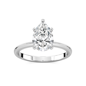 Alma Pear Lab Grown Diamond Knife Edge Solitaire Engagement Ring