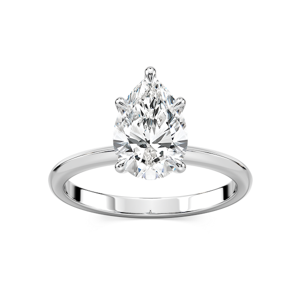 Alma Pear Lab Grown Diamond Knife Edge Solitaire Engagement Ring