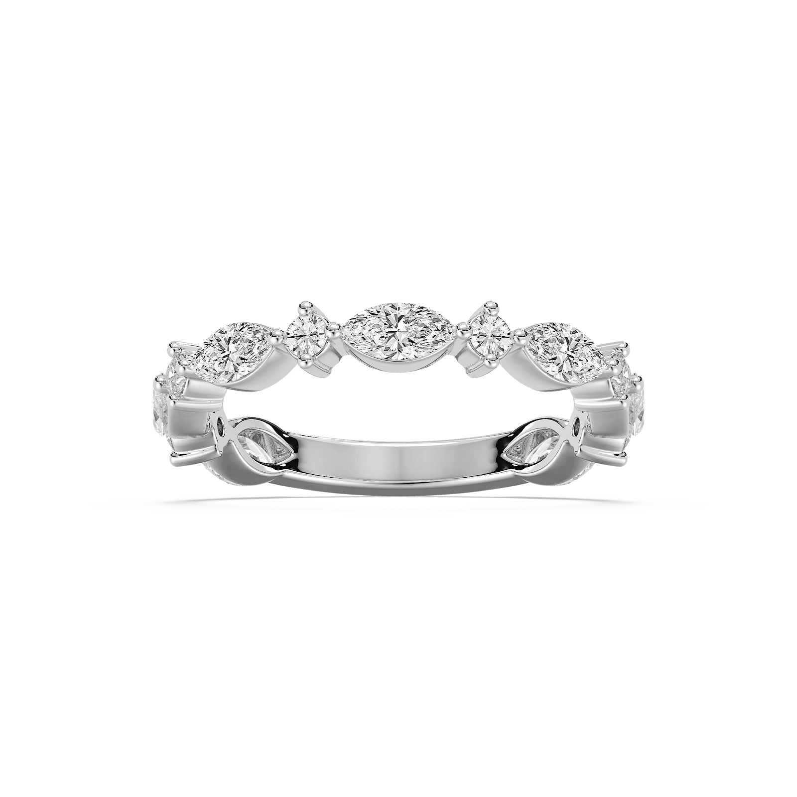 Alternating Marquise Round Ring in Rose Gold