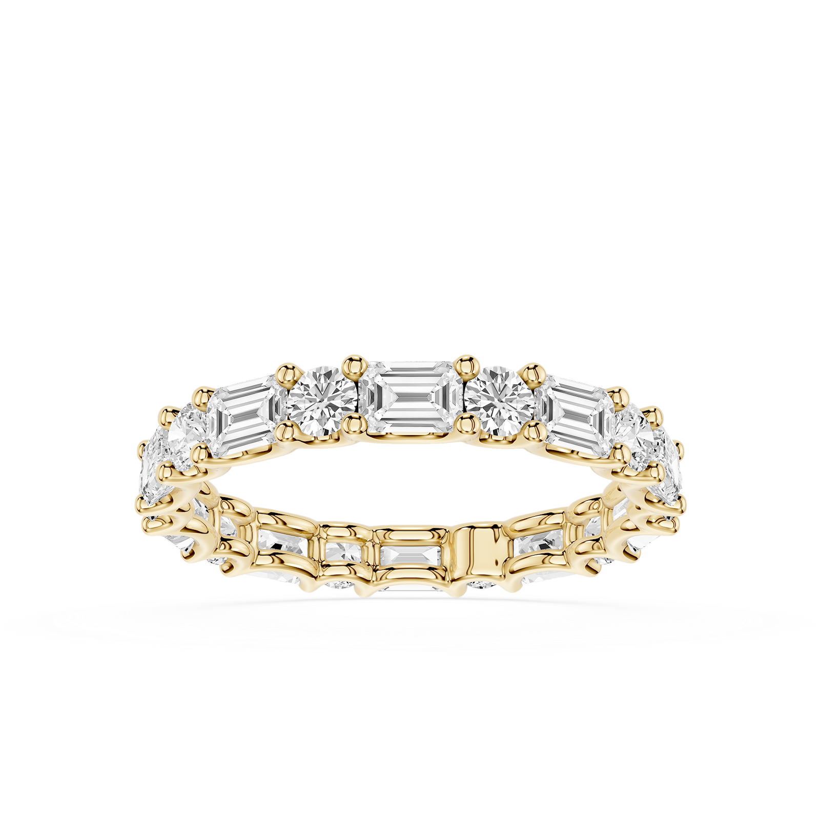 Amari Emerald and Round Lab Grown Diamond U Prong Set Eternity Band