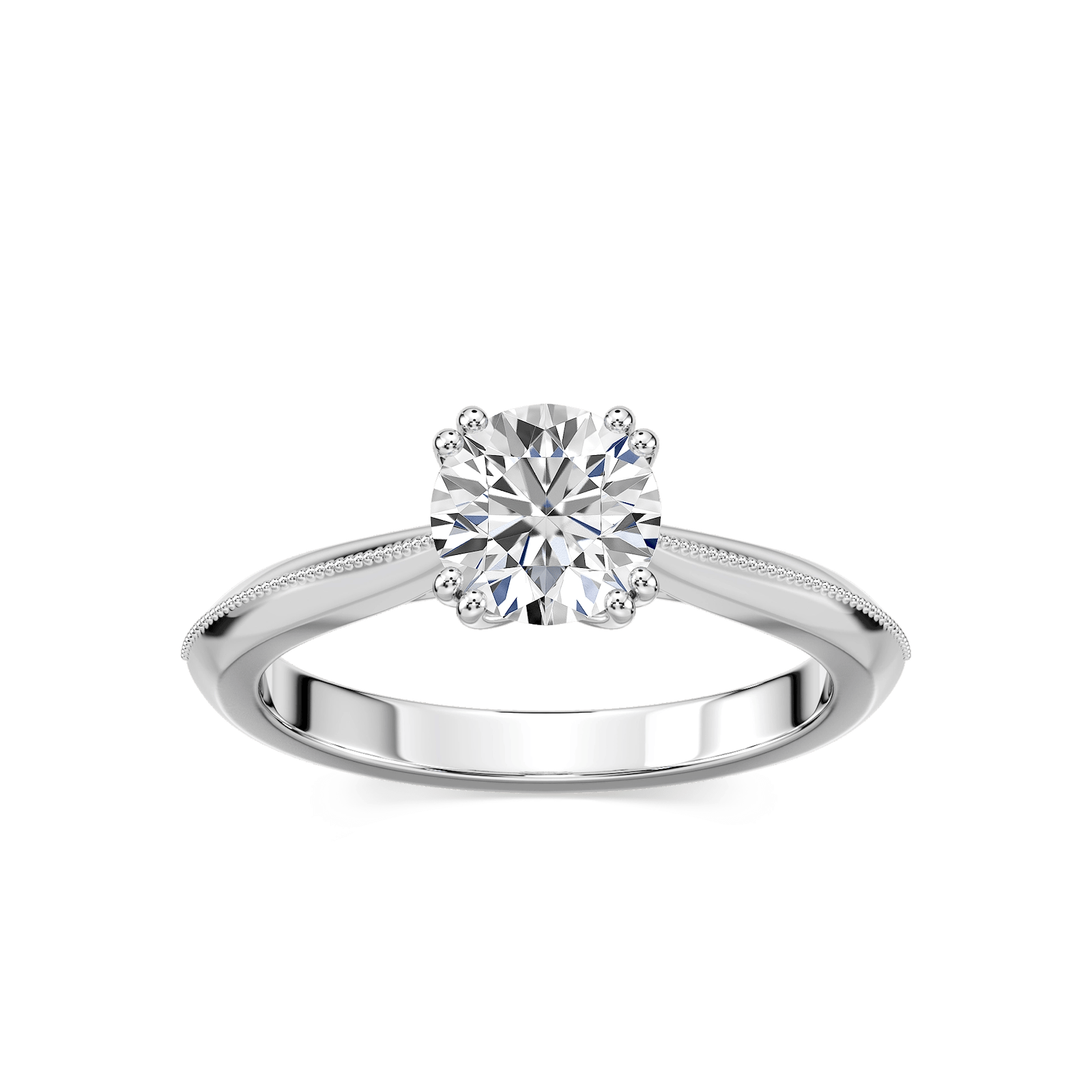 Amelia Lab Grown Diamond Milgrain Knife Edge Double Prong Solitaire Engagement Ring