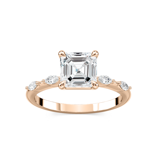 Amelie Asscher Lab Grown Diamond Spaced Marquise Side Stone Engagement Ring