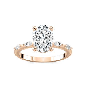 Amelie Oval Lab Grown Diamond Spaced Marquise Side Stone Engagement Ring