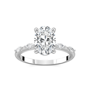 Amelie Oval Lab Grown Diamond Spaced Marquise Side Stone Engagement Ring