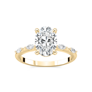 Amelie Oval Lab Grown Diamond Spaced Marquise Side Stone Engagement Ring