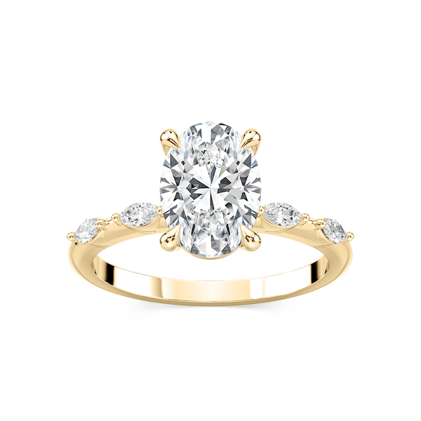 Amelie Oval Lab Grown Diamond Spaced Marquise Side Stone Engagement Ring