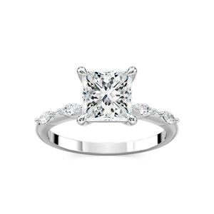 Amelie Princess Lab Grown Diamond Spaced Marquise Side Stone Engagement Ring