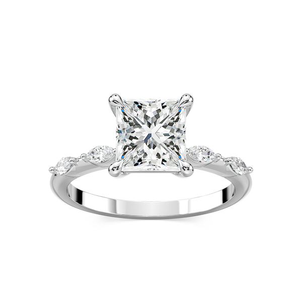 Amelie Princess Lab Grown Diamond Spaced Marquise Side Stone Engagement Ring
