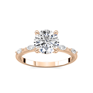 Amelie Round Lab Grown Diamond Spaced Marquise Side Stone Engagement Ring