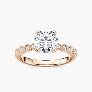 Victoria Lab Grown Diamond Vintage Milgrain Side Stone Engagement Ring