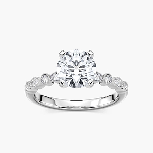 Victoria Lab Grown Diamond Vintage Milgrain Side Stone Engagement Ring