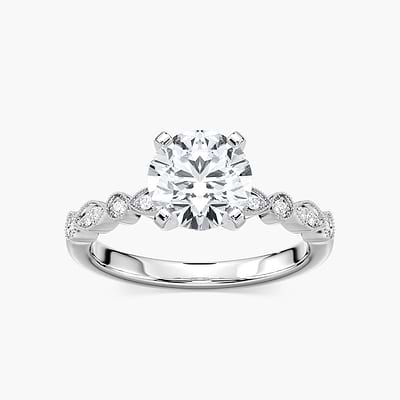 Victoria Lab Grown Diamond Vintage Milgrain Side Stone Engagement Ring