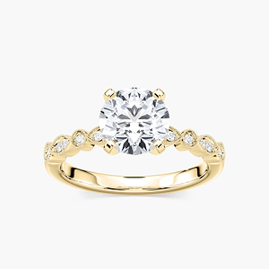 Victoria Lab Grown Diamond Vintage Milgrain Side Stone Engagement Ring