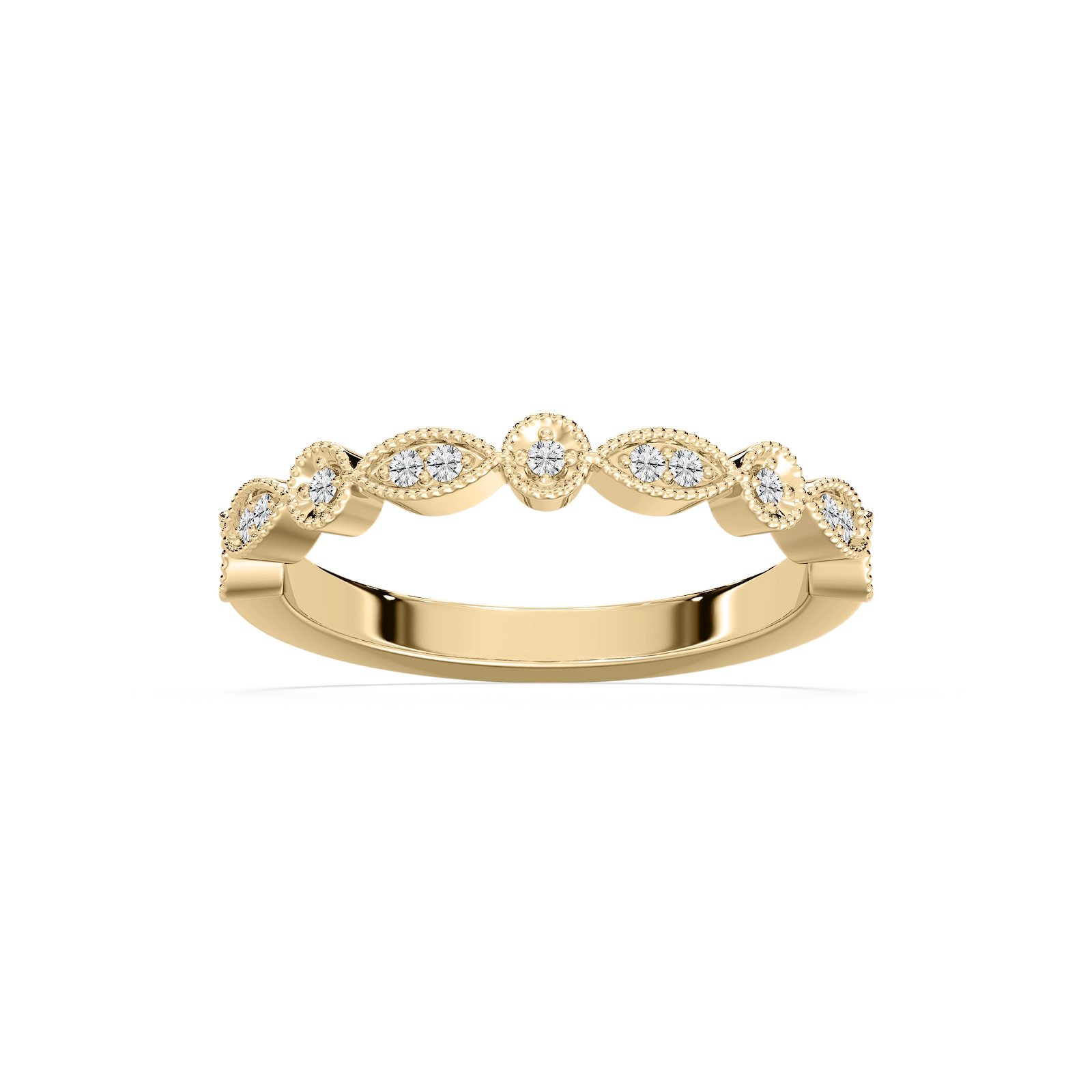 Victoria 1/8 ctw Round Lab Grown Diamond Milgrain Stackable Band