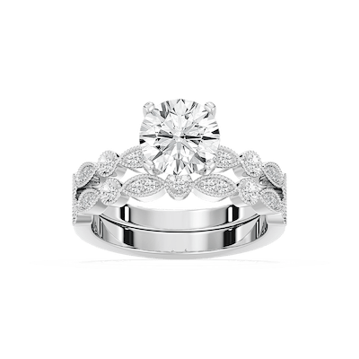 Victoria Lab Grown Diamond Vintage Milgrain Wedding Set