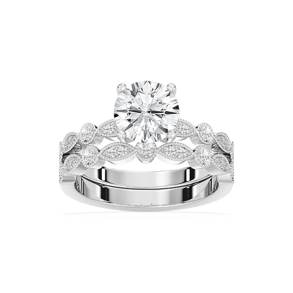 Victoria Lab Grown Diamond Vintage Milgrain Wedding Set