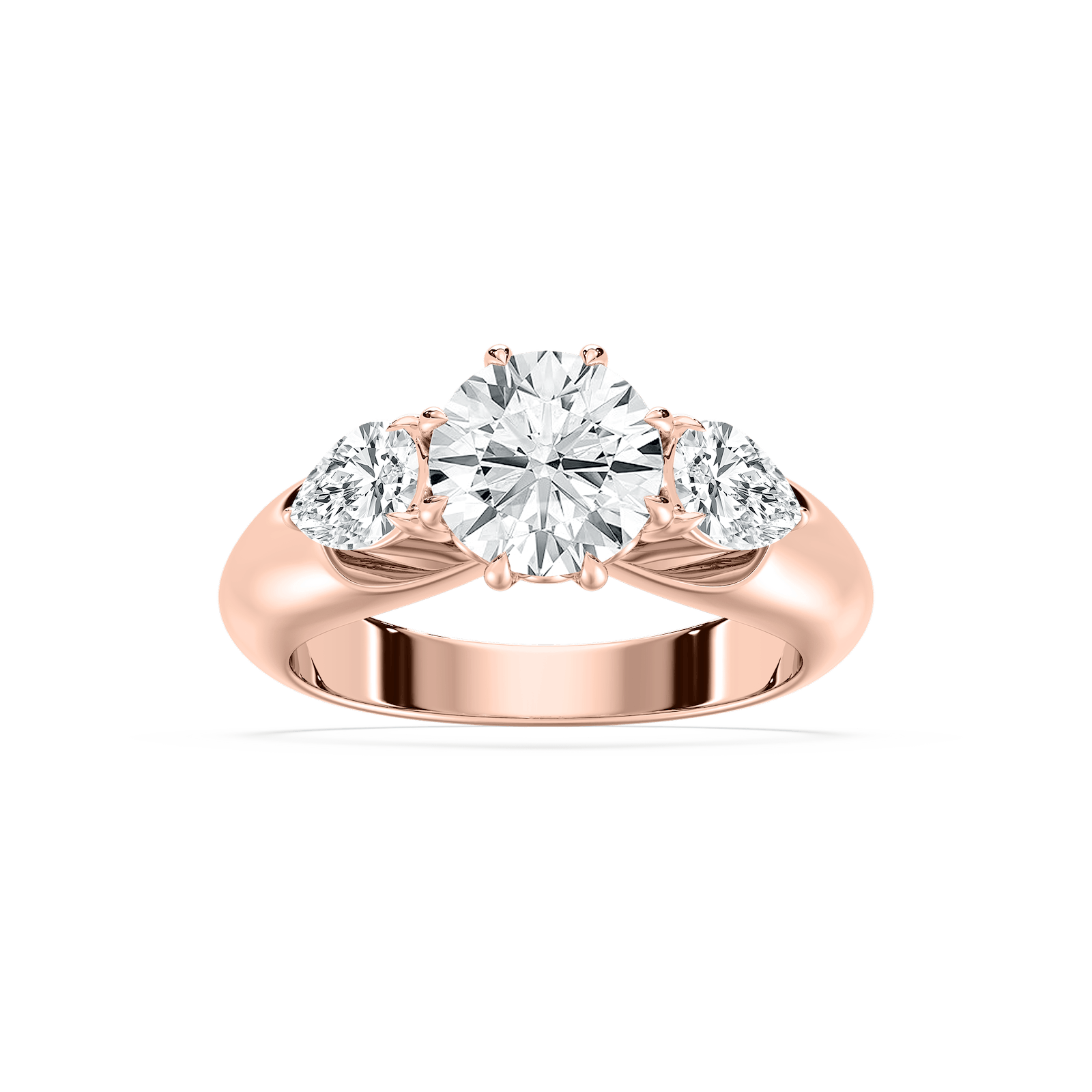 Anaiah 3 ctw Round Lab Grown Diamond Pear Duo Three Stone Engagement Ring