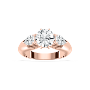 Anaiah 3 ctw Round Lab Grown Diamond Pear Duo Three Stone Engagement Ring