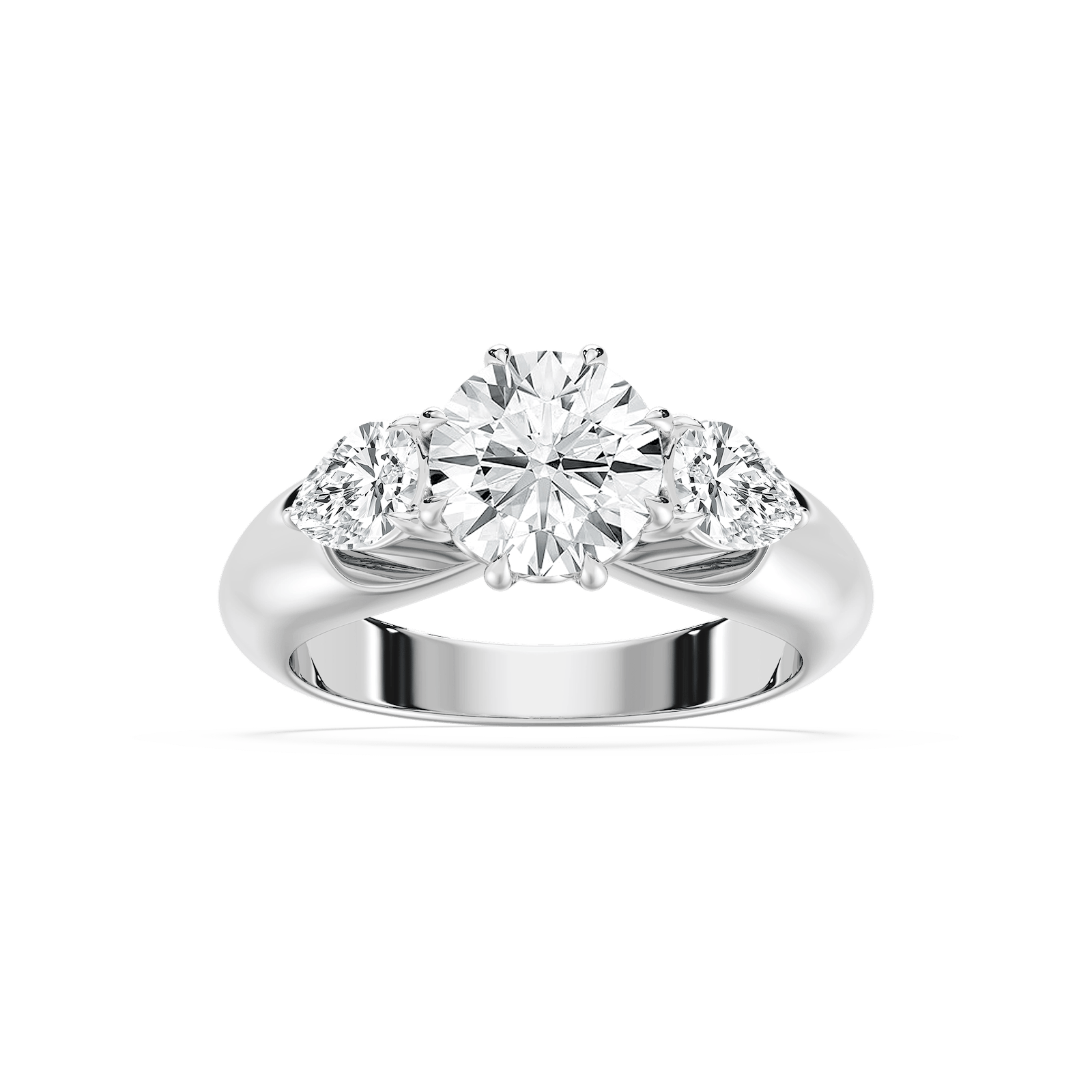 Anaiah 3 ctw Round Lab Grown Diamond Pear Duo Three Stone Engagement Ring