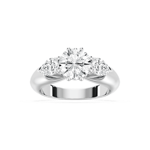 Anaiah 3 ctw Round Lab Grown Diamond Pear Duo Three Stone Engagement Ring