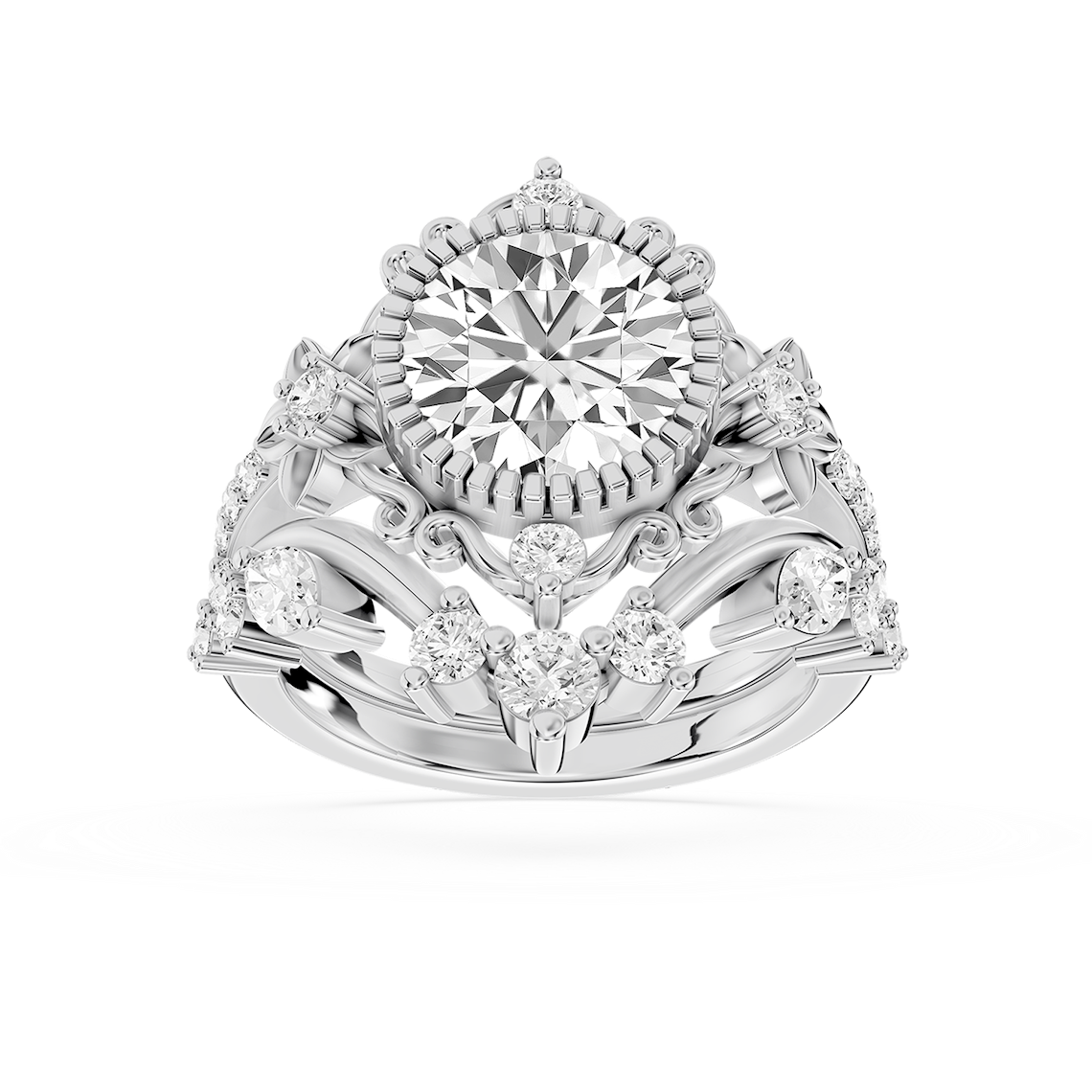 Analeah 3 ⅓ ctw Round Lab Grown Diamond Vintage Filigree Halo Bridal Set