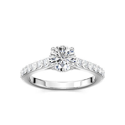 Angel Lab Grown Diamond Shared Prong Hidden Halo Engagement Ring