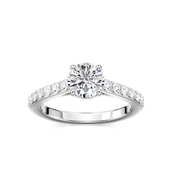 Angel Lab Grown Diamond Shared Prong Hidden Halo Engagement Ring