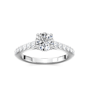 Angel Lab Grown Diamond Shared Prong Hidden Halo Engagement Ring