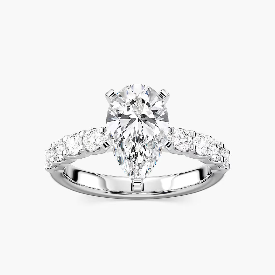 Anna 2 ¼ ctw Pear Lab Grown Diamond Shared Prong Side Stone Engagement Ring
