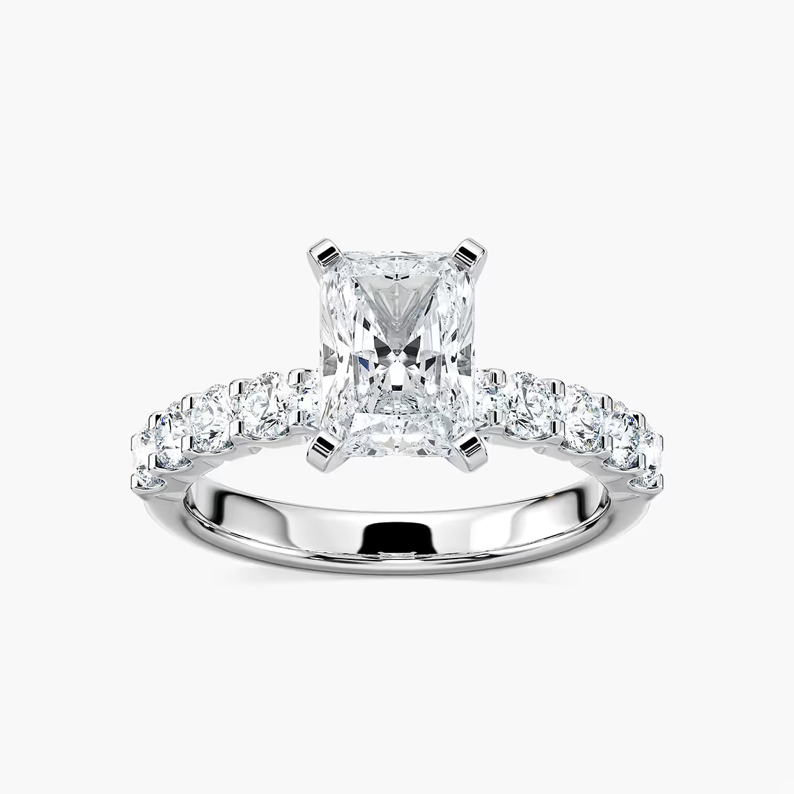 Anna 6 ¾ ctw Radiant Lab Grown Diamond Shared Prong Side Stone Engagement Ring